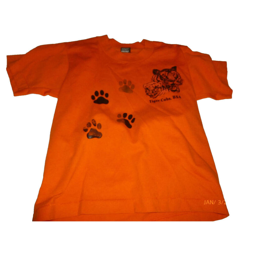Vintage BSA Boy Scouts TIGER CUBS Short Sleeve Ringer  T Shirt Youth‎ 10-12